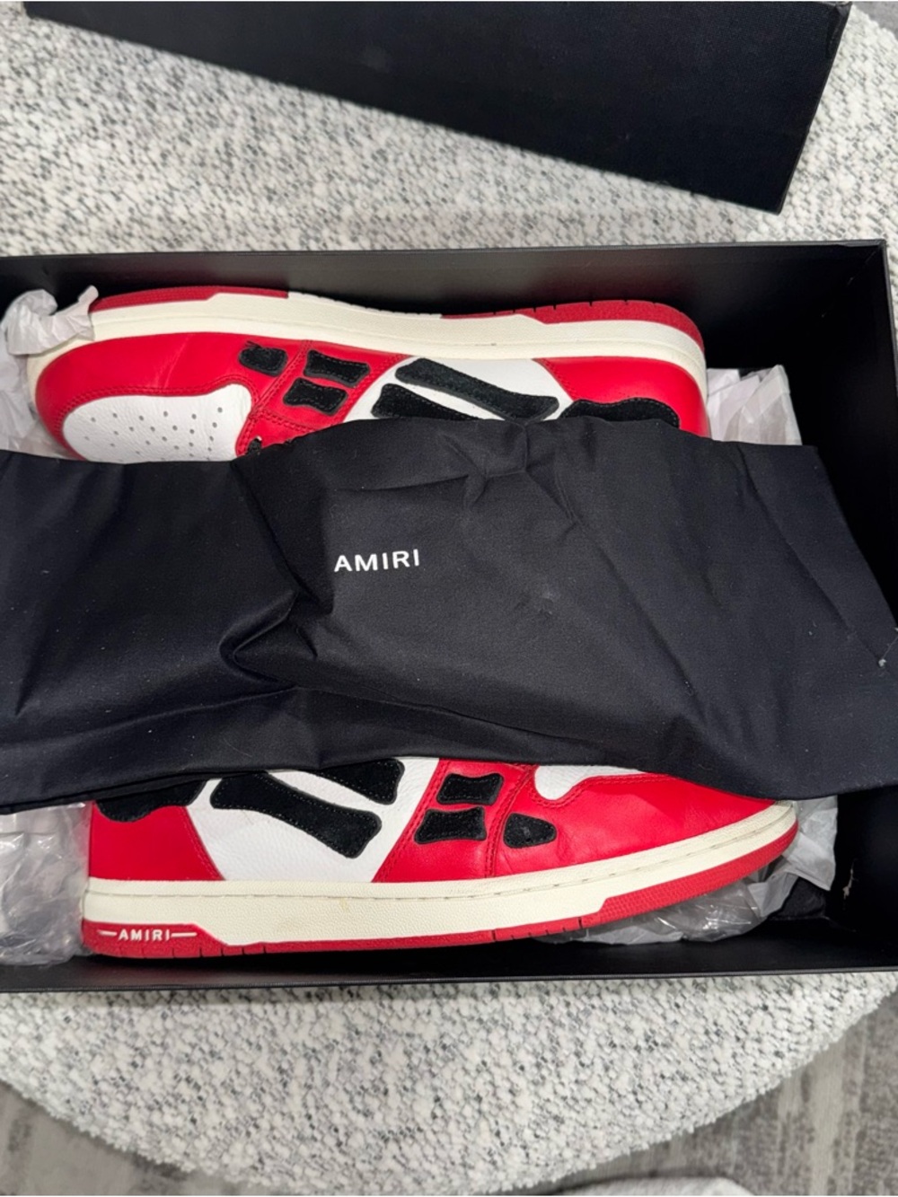 AMIRI Red White and Black Low-Top Leather Sneakers size 45